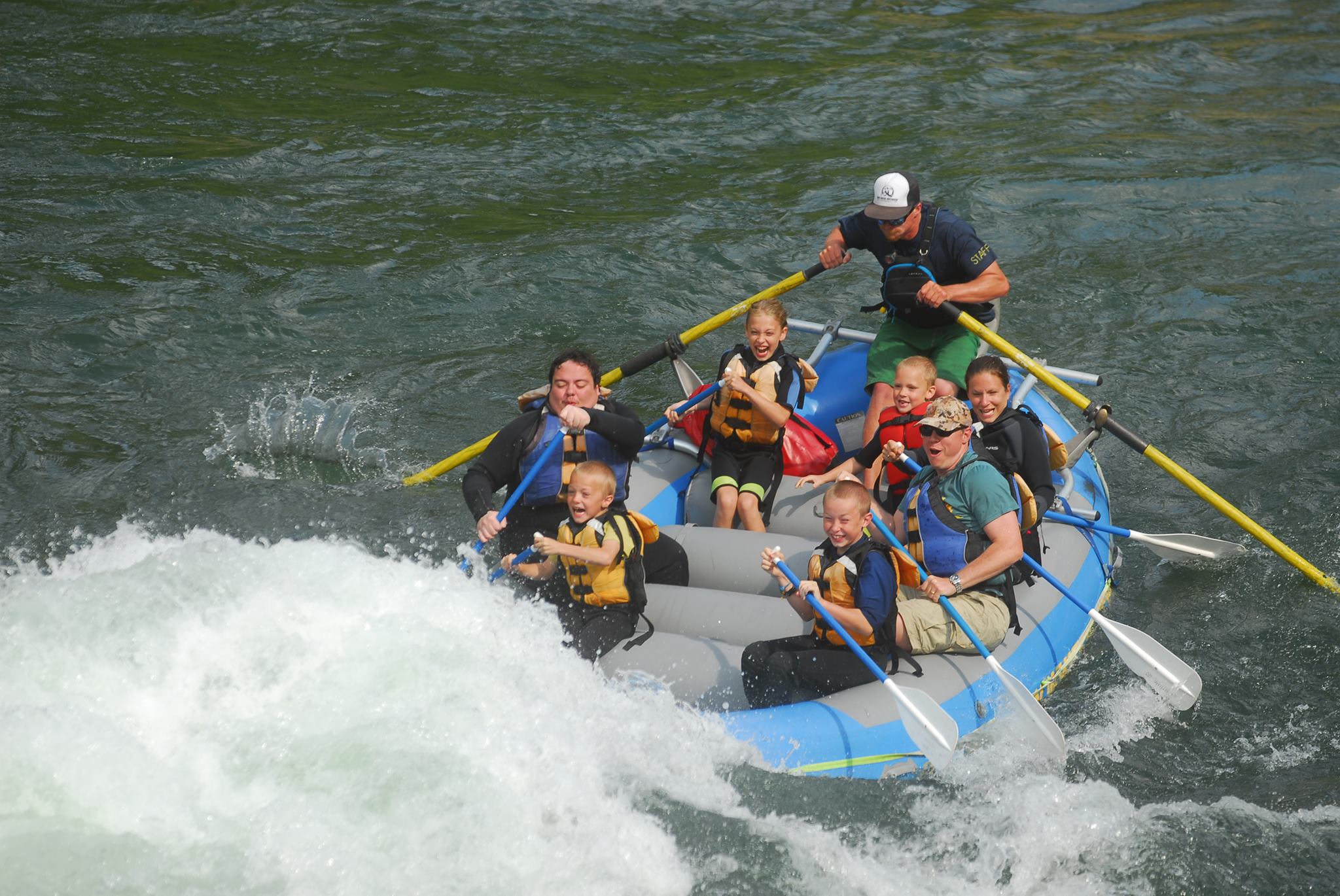Family white water rafting